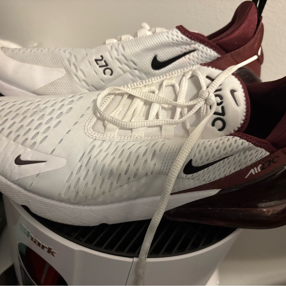 Nike Air Max 270 White and Burgundy Shoes